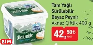 AKNAZ ÇİFTLİK TAM YAĞLI SÜRÜLEBİLİR BEYAZ PEYNİR